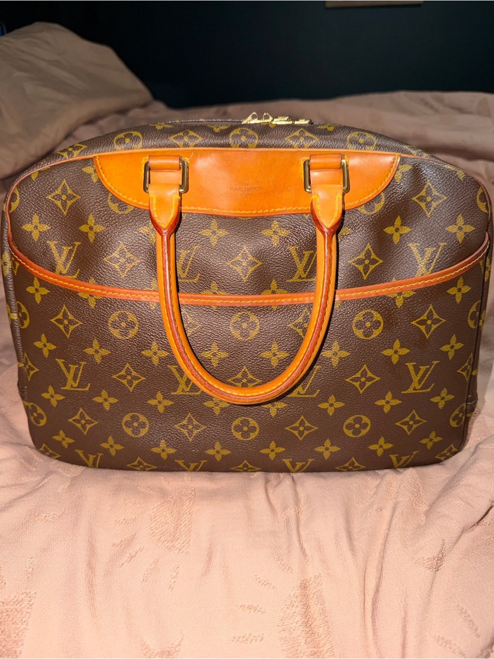 Louis Vuitton Deauville Monogram Canvas Duffel with Tan Leather Handles